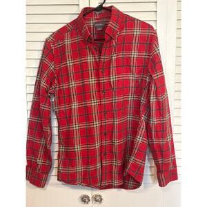 Eddie Bauer Flannel Shirt Long Sleeve Mens Medium Red Black Plaid Long Sleeve